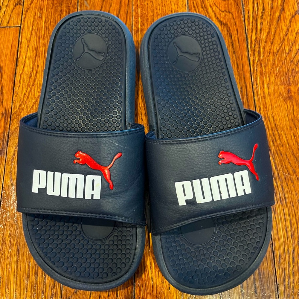Puma Boys Black and Red Slide Sandals